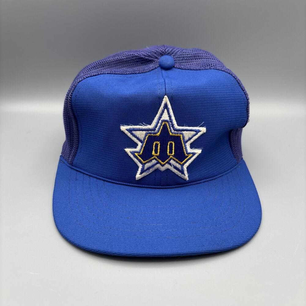 Vintage Seattle Mariners Hat Cap Snap Back Mesh Trucker Embroidered ANNCO 80’s